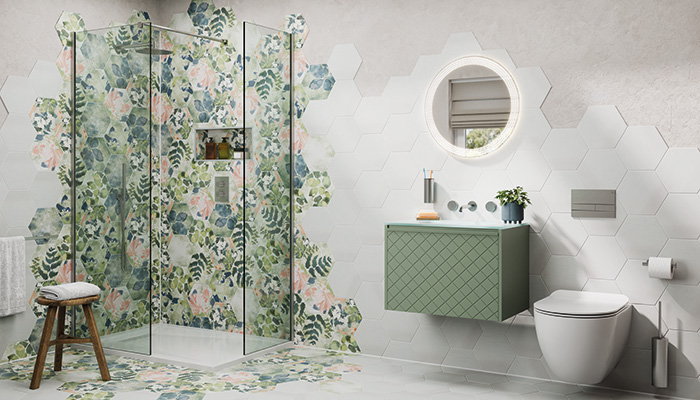 Vergo vanity unit in Sage Green, Crosswater