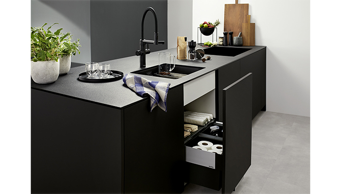 The new BLANCO UNIT offers designers the opportunity to create a space and time-saving hub in the heart of a kitchen. Clients can select from a choice of sinks, taps, storage and waste management solutions for a multi-functional area to fit their lifestyle
