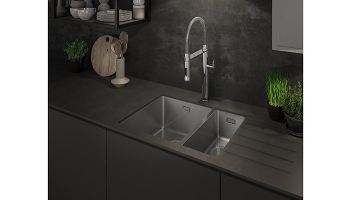 Abode's Matrix R15 1.5 bowl sink with the Titane Tap