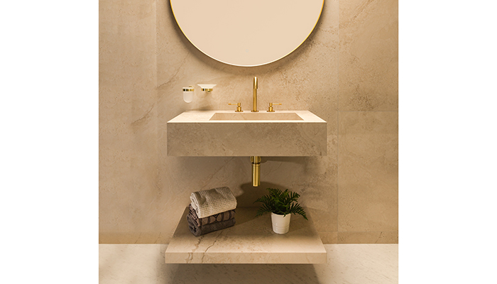 Bagnodesign's Alpine basin with Lacquered Zanzibar brassware