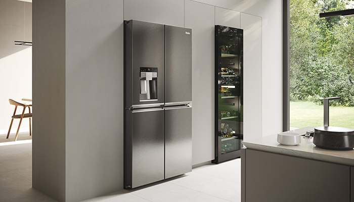 Haier’s Cube 90 Series 7 fridge-freezer features the brand’s Fresher Techs and ABT Pro technology to keep food fresher for longer and remove bacteria