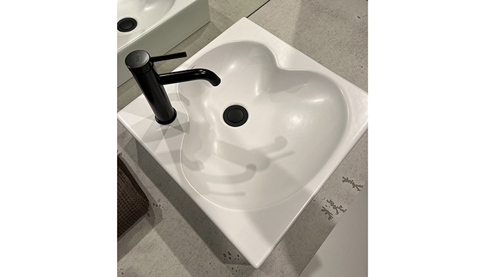 The new over countertop Ohtake basin designed for Roca by Ruy Ohtake, shown here in Matt White with the Ona basin mixer, is set to be launched in the UK in the next couple of months