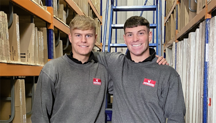 Lifelong friends Ben Richardson, left, and David Charlton, right, were warehouse apprentices together and now work in the warehouse in Newcastle