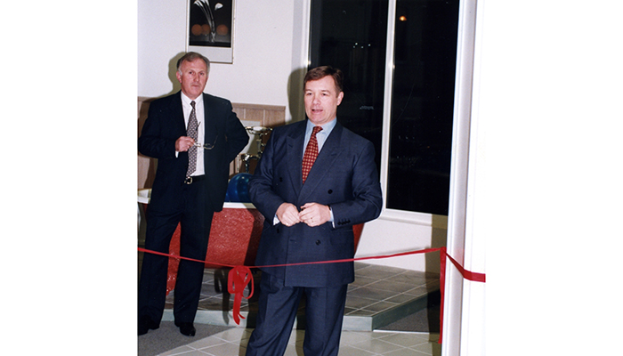 Founder Roger Kyme opening the first Ripples showroom in Bath in 1988