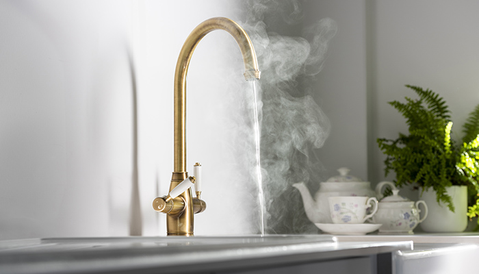 The Pronteau ProTrad 4-in-1 steaming hot water tap by Abode has all the latest functionality but in a more traditional-looking design that's perfect for a classic kitchen