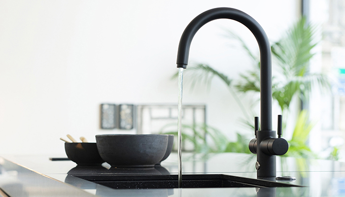 The award-winning InSinkErator 4-in-1 Touch tap will definitely add an industrial vibe to any kitchen, dispensing filtered steaming hot water, cold water and regular hot and cold, all from one spout