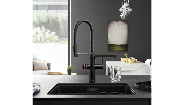 Blanco's professional-style EVOL.S Pro pull-out 4-in-1 tap has a super-strong titanium tank that is more hygienic than stainless steel boilers making water taste-free – a must have for the keen home chef