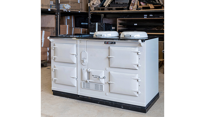 Restored electric Aga in the Blake & Bull warehouse in Wiltshire