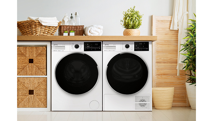 The WNP96SLAAUK washing machine and DNP83SEUK tumble dryer are new additions to Smeg’s freestanding laundry range