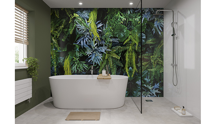 Showerwall's Plant Wall acrylic bathroom wall panel