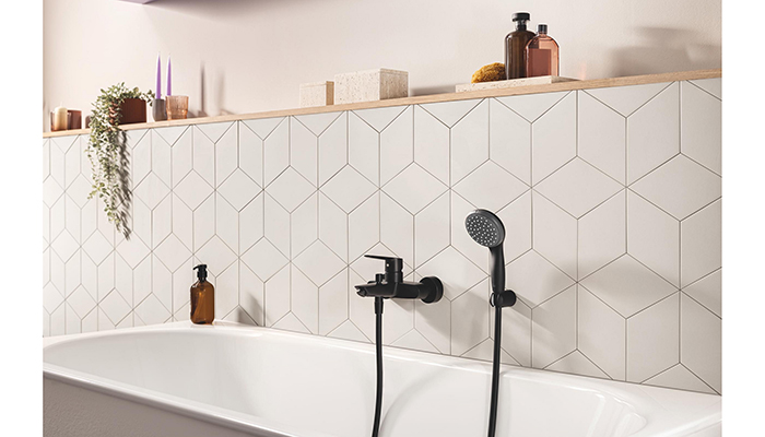 Earlier this year Grohe expanded the colours available in its do-it-yourself QuickFix collection, introducing Matte Black. The finish is seen here on its Start shower