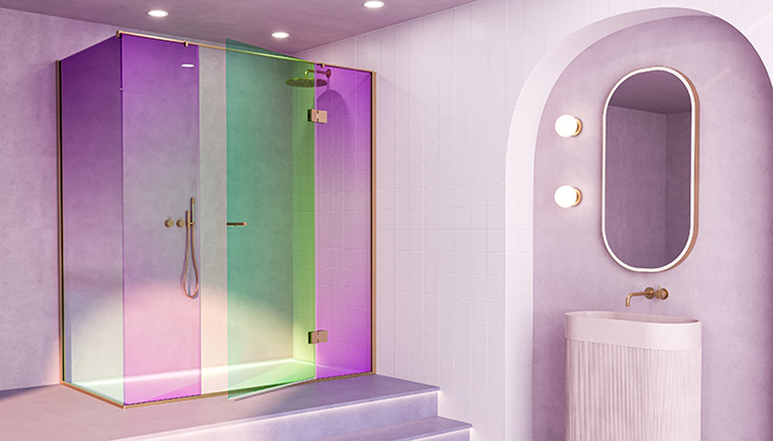 This range of new Dichroic glass shower panels from The Shower Lab’s View 11 Collection come in a range of colours that will achieve an ultra modern look, measuring 900 x 2000mm and features door, inline and return panels