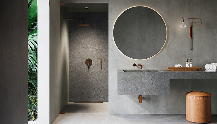 For a hotel-inspired look CRL Stone has matched beautiful shower hardware to complement the minimalist frameless shower area, available in on-trend finishes including Chrome, Antique Brass, Brushed Nickel, Matt Black and Polished Copper