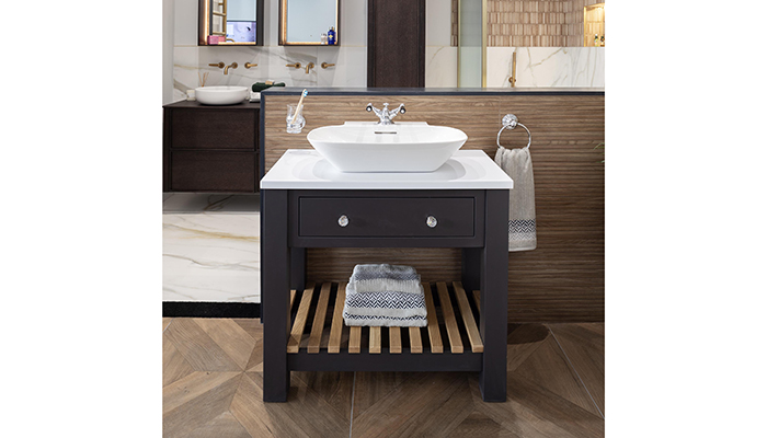Laufen Ino basin on a bespoke vanity with Cifial brassware