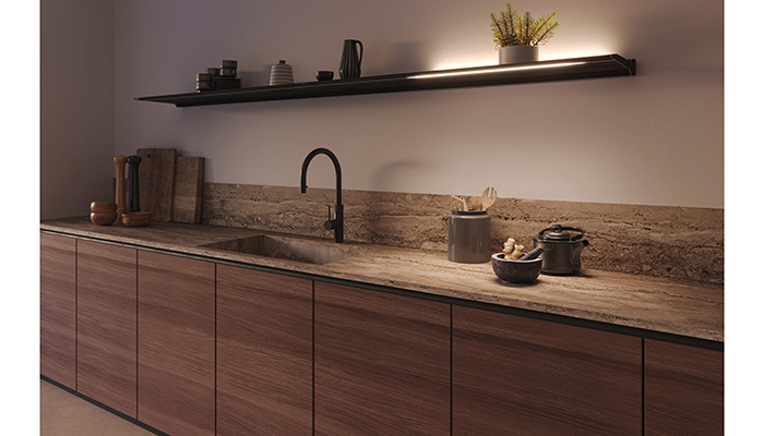 Ideal for use in kitchens where there aren’t upper cabinets, the Novy Shelf Pro is a stylish shelf with integrated LED light