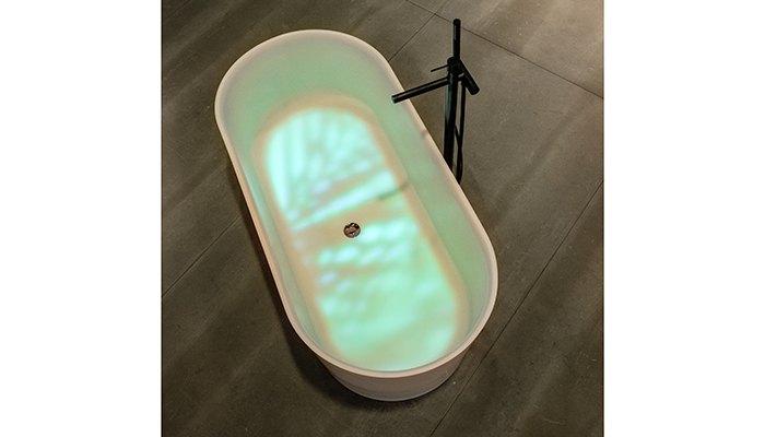 Laufen’s Val bath with remote controlled integrated lighting