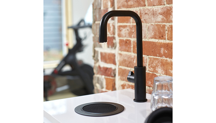 Zip says that the contemporary HydroTap Cube Plus can be installed anywhere in the home. Pictured in matt black, it dispenses boiling, sparking and filtered cold water
