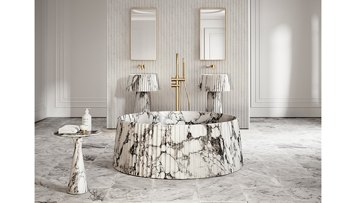 Lamp Arabescato Marble Freestanding Bath