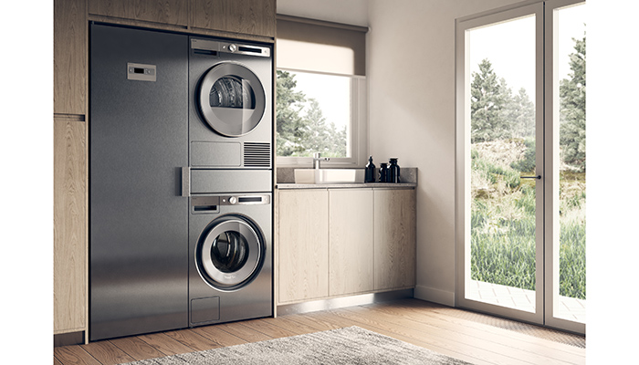 ASKO’s Style range provides consumers with a full laundry solution. Here its washing machine  and tumble dryer is teamed with a drying cabinet, which has 16 metres of hanging space