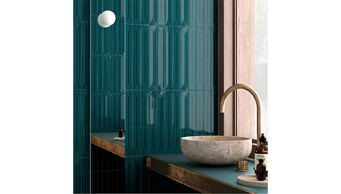 The Vitral wall tile from Equipe comes in 8 soft tones with a matt finish, and 4 intense ones with reactive glazes – they all feature a distinctive 'axis' decor to add interest