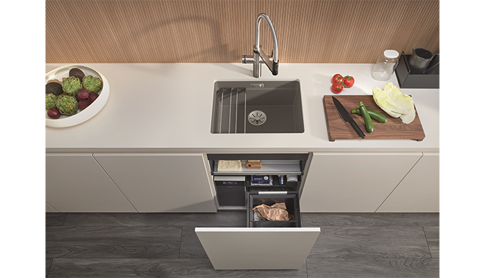 The Blanco Multi Frame and CHOICE.ALL system is the first of its kind in the UK, and helps to optimise under-sink storage and create a simplified and user-friendly kitchen experience
