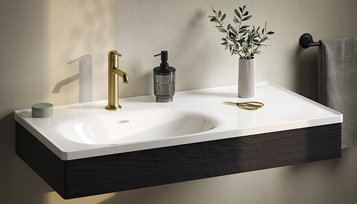 The new Origin Classic tap is seen here in brushed gold