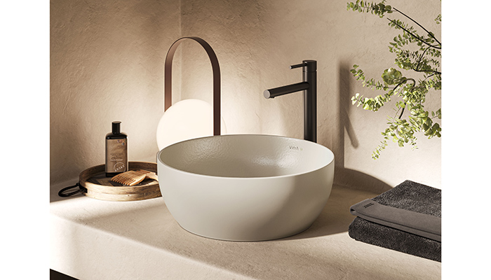 Washbasins made from 100% recycled ceramic are available in five shapes, including circular, pictured