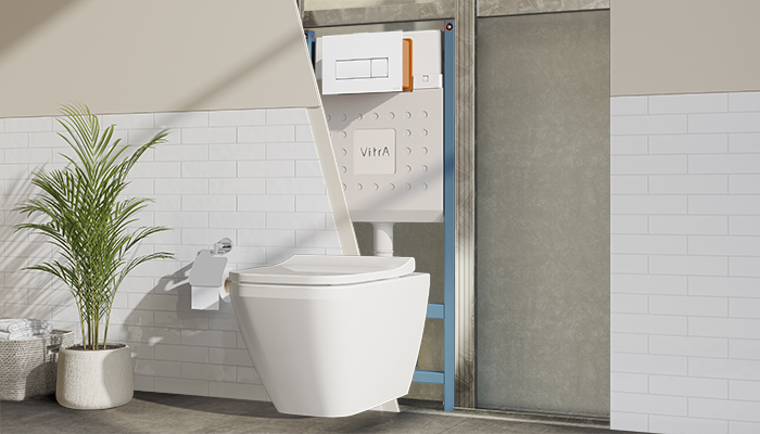 The V-Fix frame and concealed cistern have been designed to make installing wall-hung and back-to-wall WCs simpler