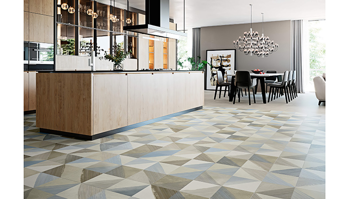 If you are looking for statement flooring, our extra-large floor tiles, Décor Munich 1820, feature a beautiful neutral colour palette. This means fewer grout lines and a more seamless finish. These kitchen tiles create a seamless look and come from our new extensive range of 1 sq m floor and wall tiles and feature a NeoSkin finish