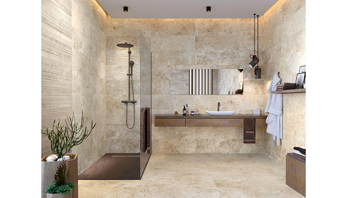 Create bathroom bliss and spa-style heaven with a rectified porcelain tile in a neutral colourway, such as our new Baltimore 1816 Caramel Matt tile. These extra-large floor tiles feature NeoSkin, an innovative technique that successfully replicates a natural finish across a 1sq m surface