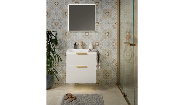 Ideal for designers looking to create a cohesive colour scheme across bedroom and en suite, the patterned Kashmir Porcelain Pastel tiles from Ca’ Pietra feature a variety of shades, which can make the pairing easier, according to the company’s Grazziella Wilson