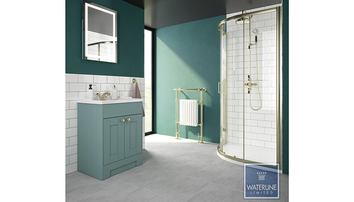 Contemporary as well as traditional products are included within the Waterline Bathroom Collection