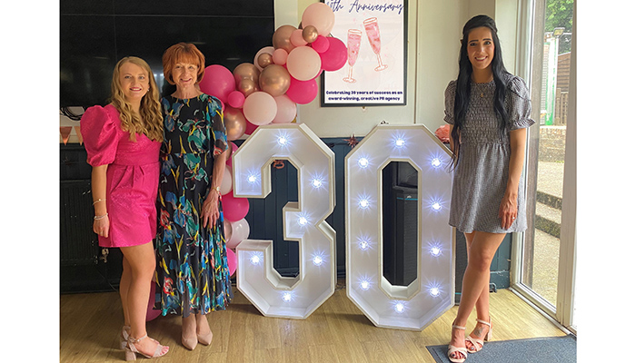 Left to right: Tessa Ross, Jacqueline Mariani and Hannah Cottis, celebrating 30 years of JMM PR