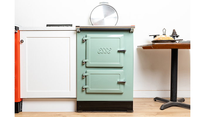 ESSE 600 T compact electric range cooker is handcrafted in Britain features top and bottom ovens, a full-width grill and a cast iron hotplate, providing the beauty of a cast iron stove in a smaller space