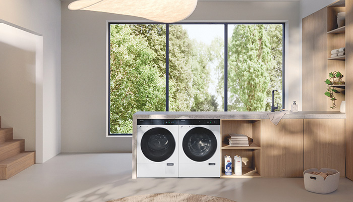 Miele W2 and T2 Nova Edition washing machines and tumble dryers offer shorter cycle times and enhanced loading flexibility, combined with automatic activation when approached and one-touch door opening