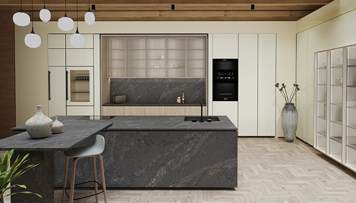 Designed to replicate the beauty of marble, this quartz Cristallo Gris from CRL Stone provides consumers with a practical, non-porous, easy-to-clean surface for a more hygienic finish