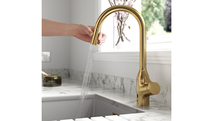 New from Clearwater, the Amelio sensor tap has touchless sensor functionality for enhanced hygiene and convenience. It comes in four finishes including Brushed Brass, pictured