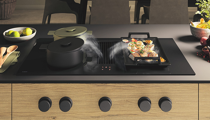 The Novy Easy 90 Prestige vented induction hob with rotary dial controls features automatic pot detection with  ‘Automatic Cooking’ – the power boost function is activated to maximum, reducing the temperature to simmer when water is boiled along with a ‘Keep Warm’ function set at 42°C