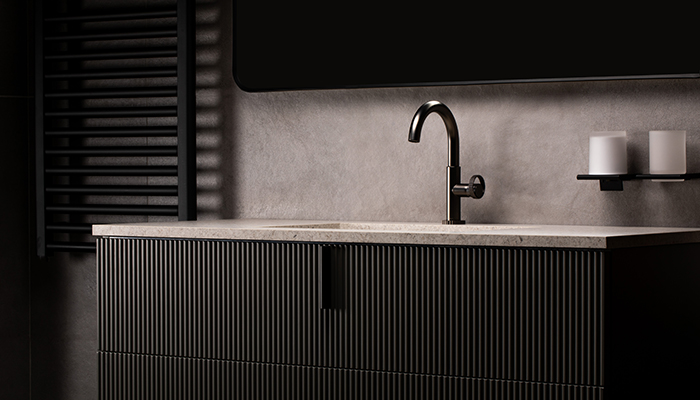 Orology by Bagnodesign is a collection of bathroom furniture that takes inspiration from sleek watch designs. Featuring a distinctive grooved detail, the wall-mounted furniture has a high-end finish providing stylish storage to elevate a modern bathroom