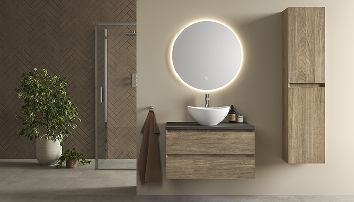 Calypso Bathrooms, Brenta range in Sienna Oak