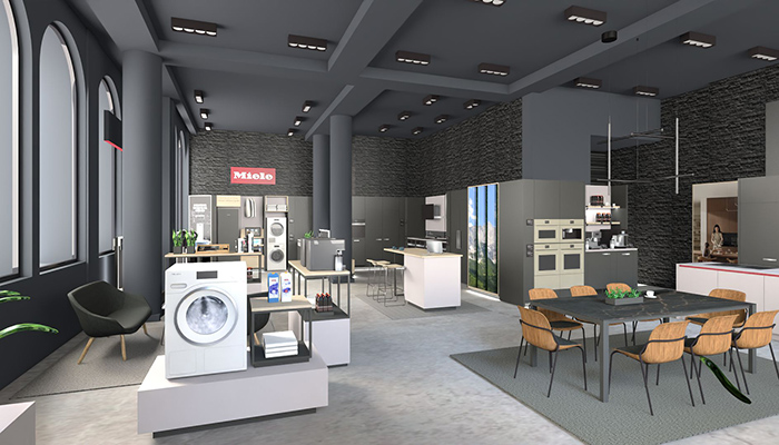 View across the space from the entrance of the new Miele Experience Centre on Wigmore Street