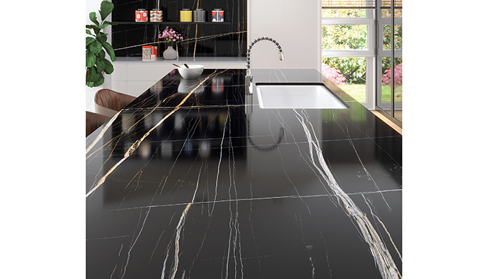 RAK Ceramics’ Black Beauty porcelain surface with eye-catching veins would be an ideal focal point for a kitchen design. Offering all the practical benefits of a man-made material, it’s extremely durable, scratch and stain resistant and easy to clean