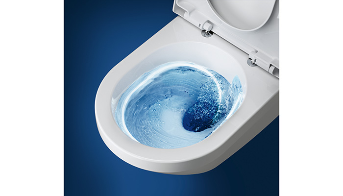 The Villeroy & Boch TwistFlush vortex toilet flush uses just 3 or 4.5 litres of water per flush