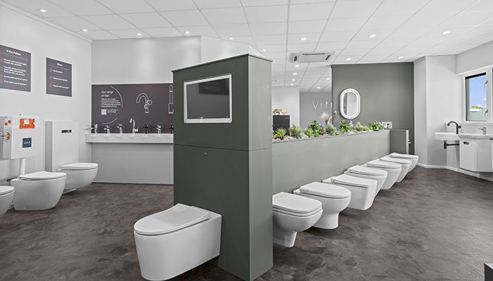 The new facility features over 40 displays, including a toilet wall and a section dedicated to showcasing VitrA’s behind the wall solutions