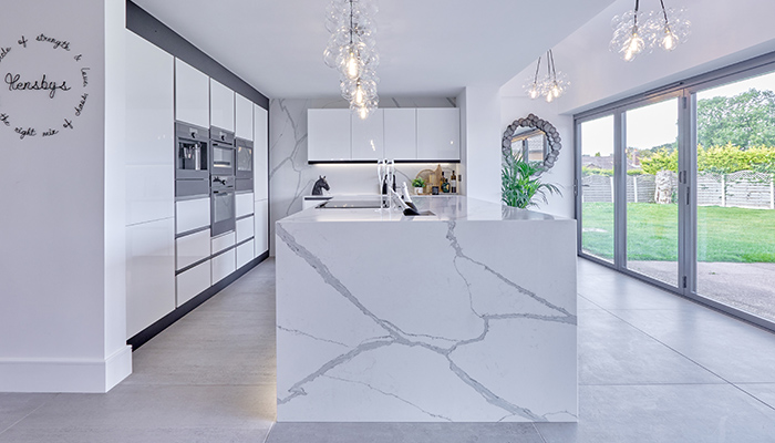 Kitchen surfaces can be whiter than white with Calacatta Quartz