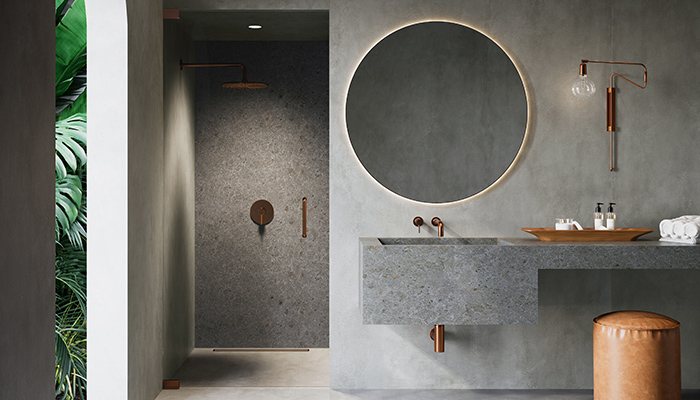 Bathrooms clad in luxury with award-winning Meteora Gris