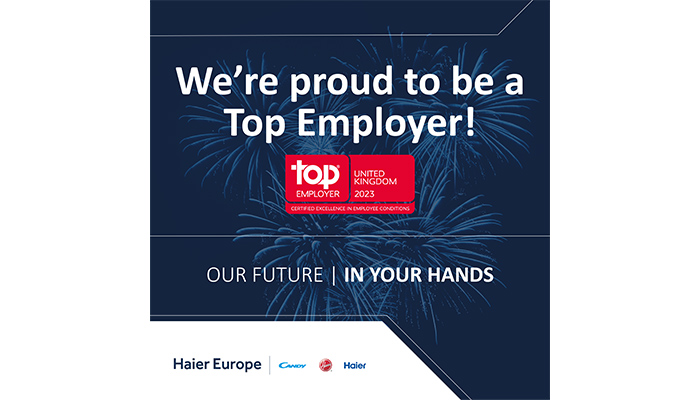 Haier Europe awarded Top Employer Accreditation for UK