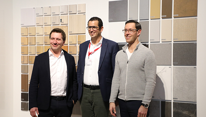 Pictured from left to right: Blum CEO Philipp Blum; Egger Group chief sales officer Michael Egger Jr; Häfele chairman of the board Gregor Riekena