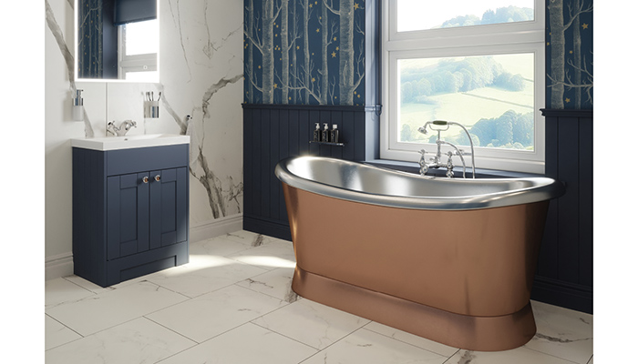 Waterline adds luxe brass and copper baths to bathroom collection