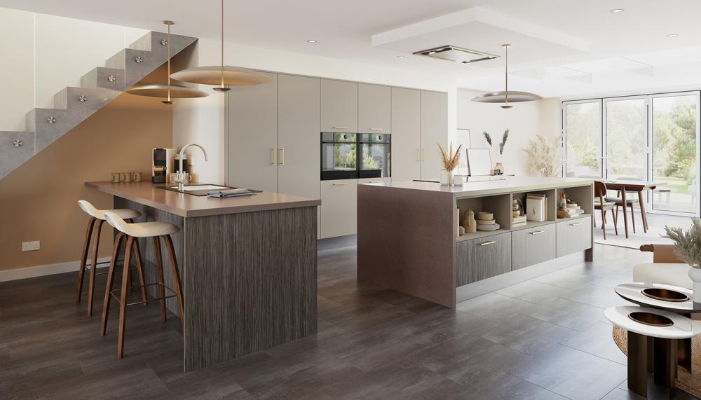 Crown UNO Taupe TEXTURA Grey Oak creates an inviting muted and earthy palette  